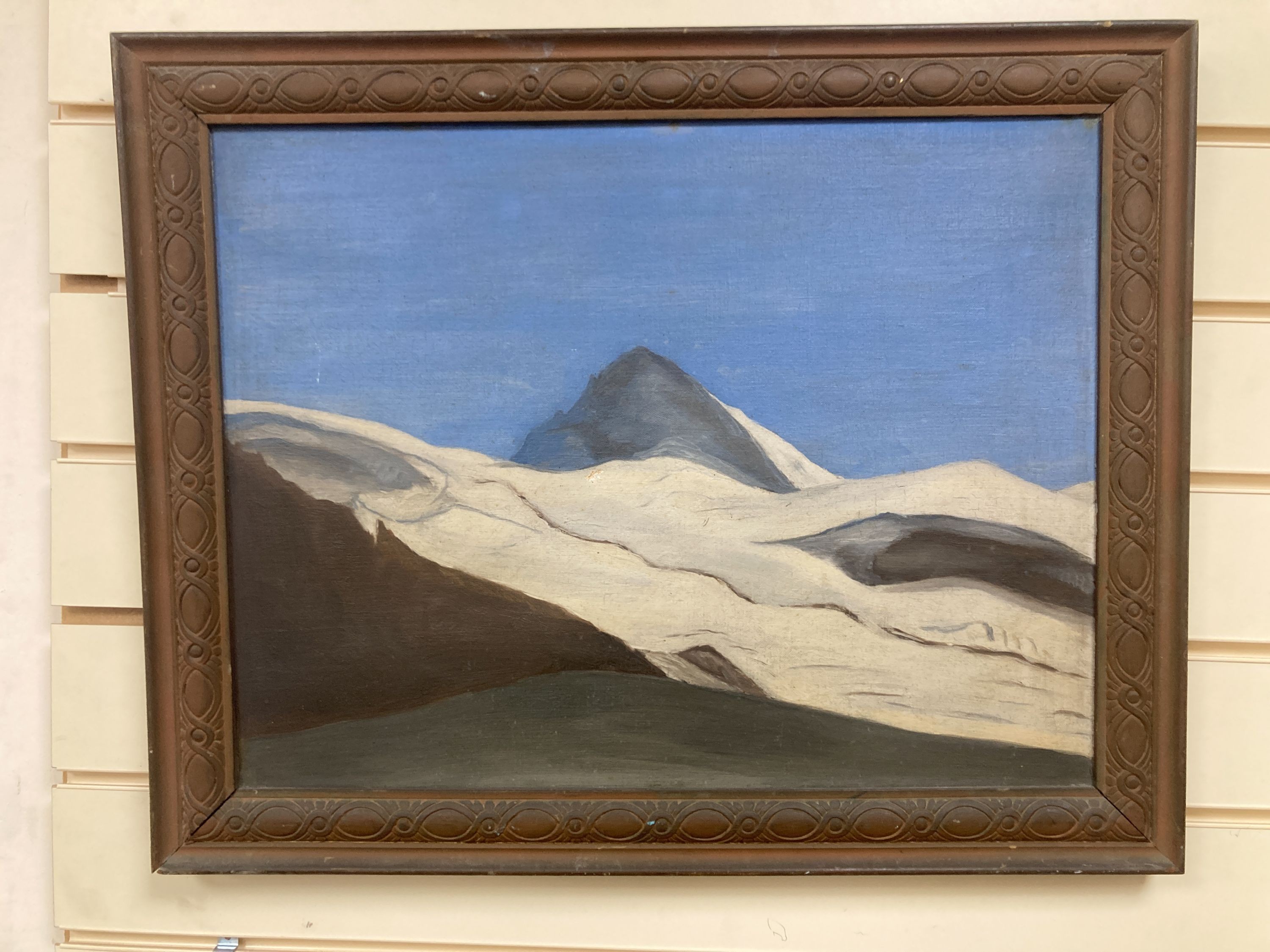 Margaret Benecke (1876-1962), oil on canvas, 'Mountain scene, 38 x 50cm.